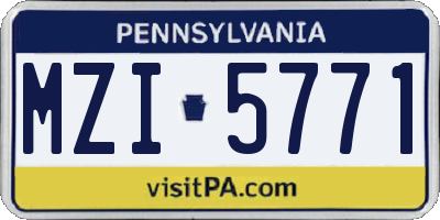 PA license plate MZI5771