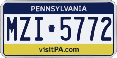 PA license plate MZI5772
