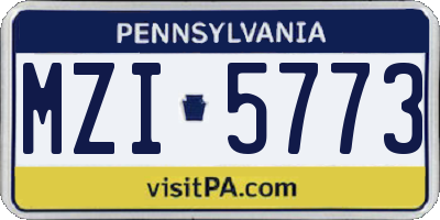 PA license plate MZI5773