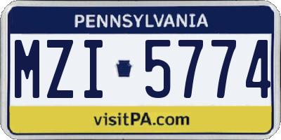PA license plate MZI5774