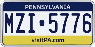 PA license plate MZI5776