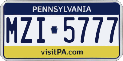 PA license plate MZI5777