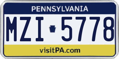 PA license plate MZI5778