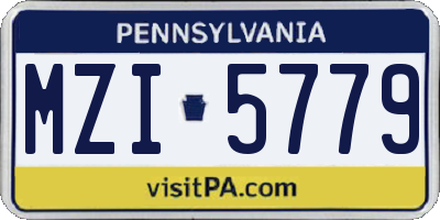 PA license plate MZI5779