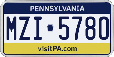 PA license plate MZI5780