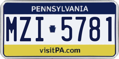 PA license plate MZI5781