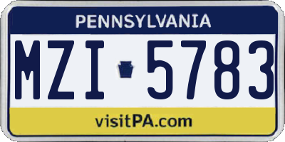 PA license plate MZI5783