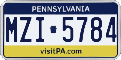 PA license plate MZI5784