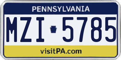 PA license plate MZI5785