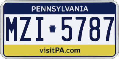 PA license plate MZI5787