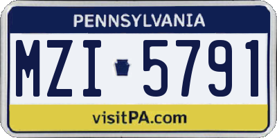 PA license plate MZI5791
