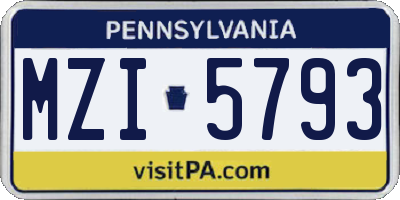 PA license plate MZI5793