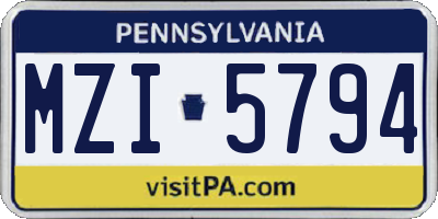 PA license plate MZI5794
