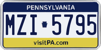 PA license plate MZI5795