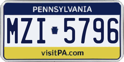 PA license plate MZI5796