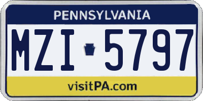 PA license plate MZI5797