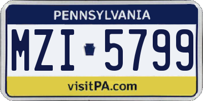 PA license plate MZI5799