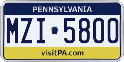 PA license plate MZI5800