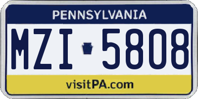 PA license plate MZI5808