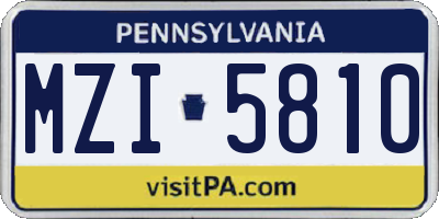 PA license plate MZI5810