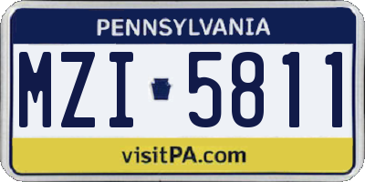 PA license plate MZI5811
