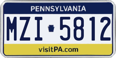 PA license plate MZI5812