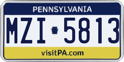 PA license plate MZI5813