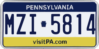 PA license plate MZI5814