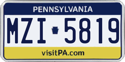 PA license plate MZI5819