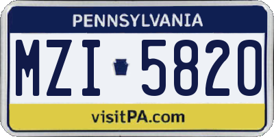 PA license plate MZI5820