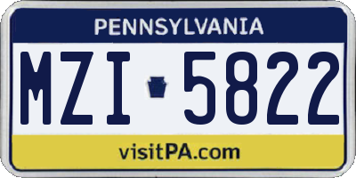 PA license plate MZI5822