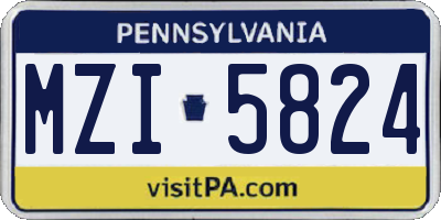 PA license plate MZI5824