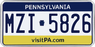 PA license plate MZI5826