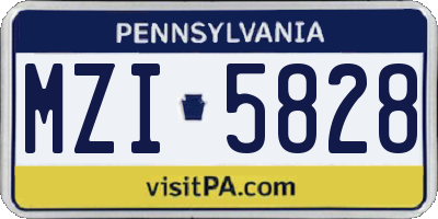PA license plate MZI5828