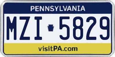 PA license plate MZI5829