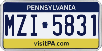 PA license plate MZI5831