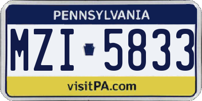 PA license plate MZI5833