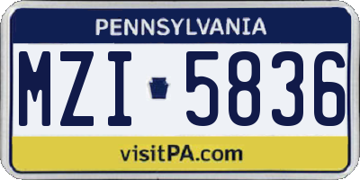 PA license plate MZI5836
