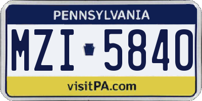 PA license plate MZI5840