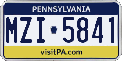 PA license plate MZI5841