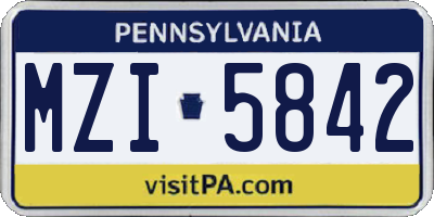PA license plate MZI5842