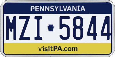 PA license plate MZI5844