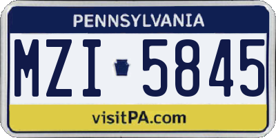 PA license plate MZI5845