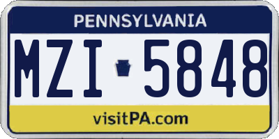 PA license plate MZI5848