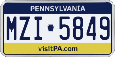 PA license plate MZI5849