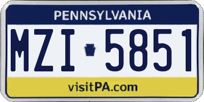 PA license plate MZI5851
