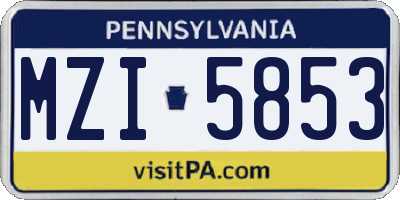 PA license plate MZI5853
