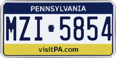 PA license plate MZI5854