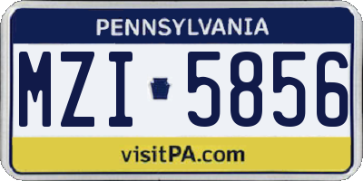 PA license plate MZI5856