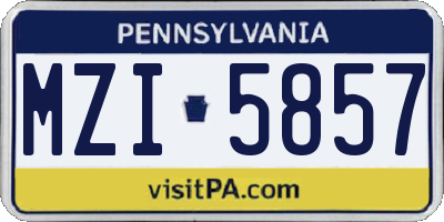 PA license plate MZI5857